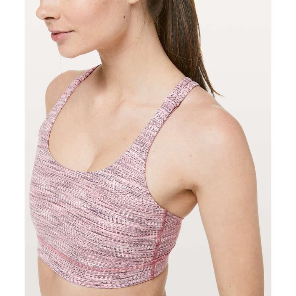 Lululemon Energy Bra Arrow Jacquard Antique Bark Copper Coil Sz 8 Gym Sports